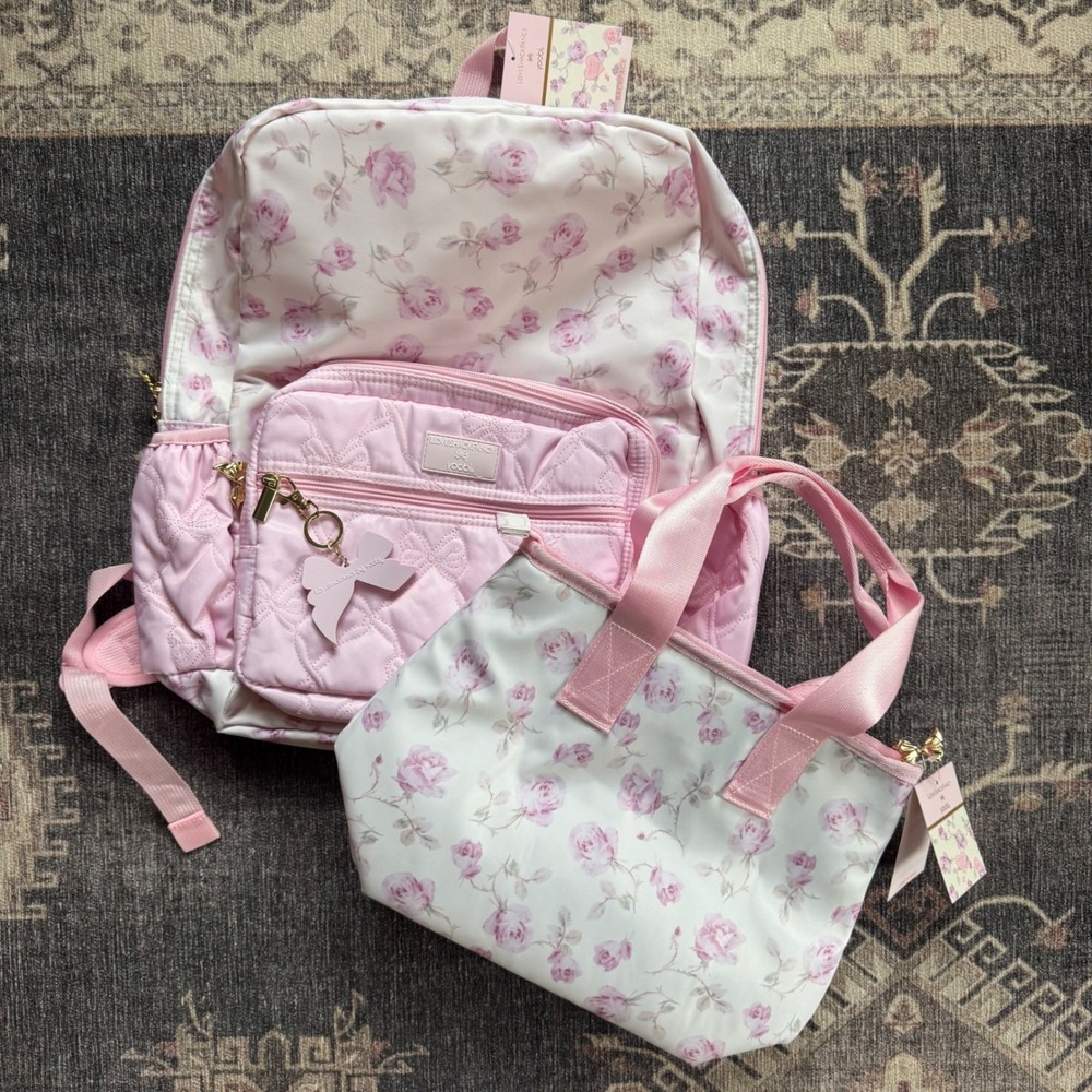 Love Shack Fancy Target Backpack Lunch Bag Set Ribbon Rosa Floral Pink NEW